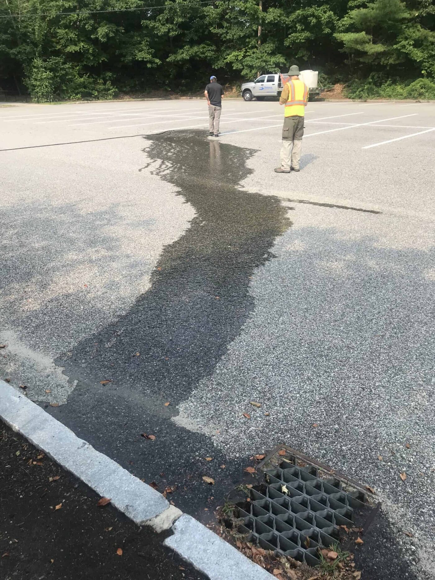 UNH Alumni Center lot before cleaning